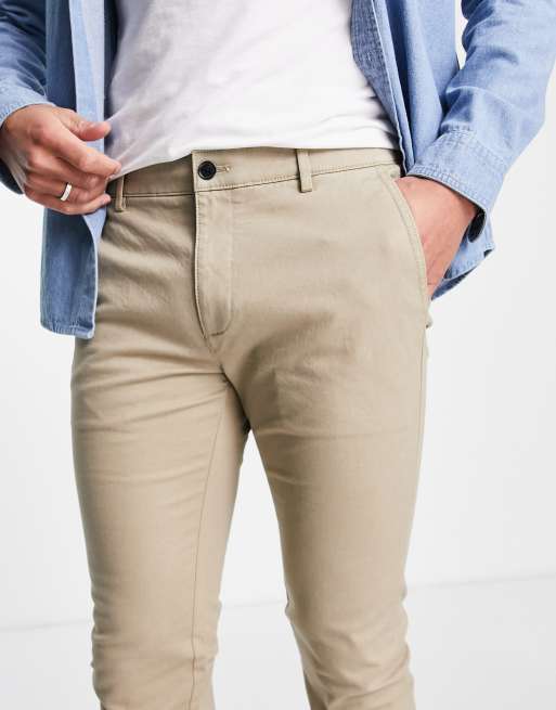 Topman - Pakke med 2 par skinny-chinobukser i sort og beige, 3 af 4