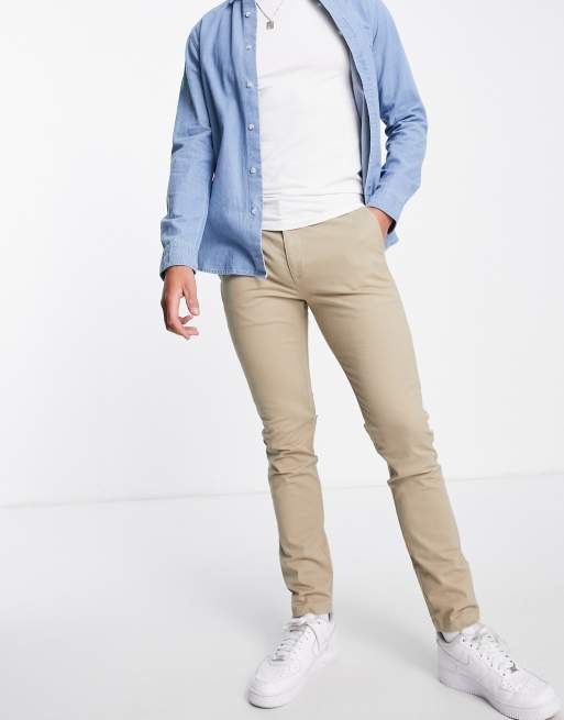 Topman - Pakke med 2 par skinny-chinobukser i sort og beige, 4 af 4