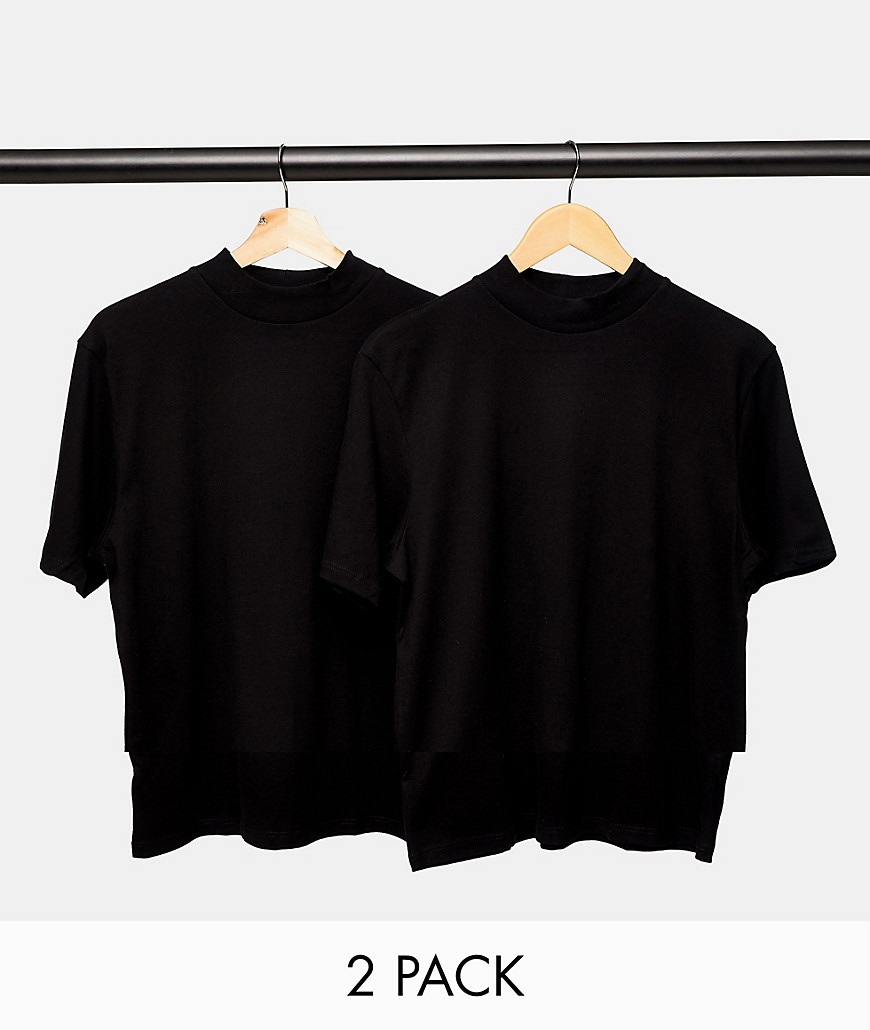 Topman - Pakke med 2 sorte t-shirts med rullekrave-Multifarvet