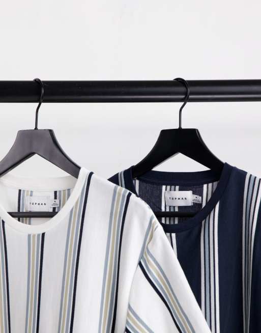 Topman - Pakke med 2 stribede T-shirts i forskellige farver med klassisk pasform, 4 af 4