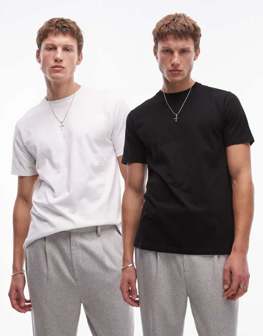Topman - Pakke med 2 T-shirts i sort og hvid i regular fit