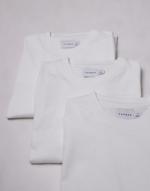 Topman - Pakke med 3 hvide T-shirts i regular fit