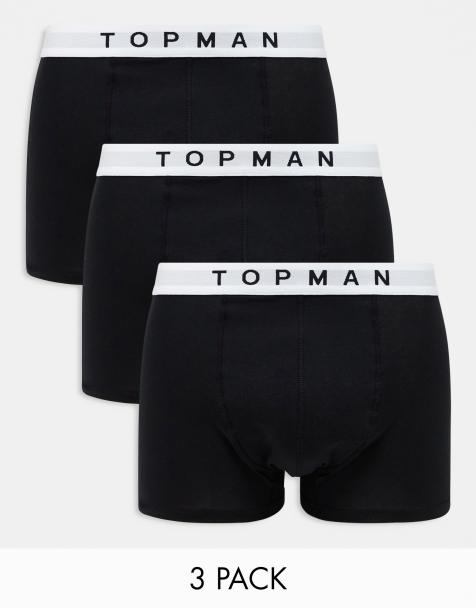 Topman - Pakke med 3 par sorte boksershorts med hvid linning - view 1