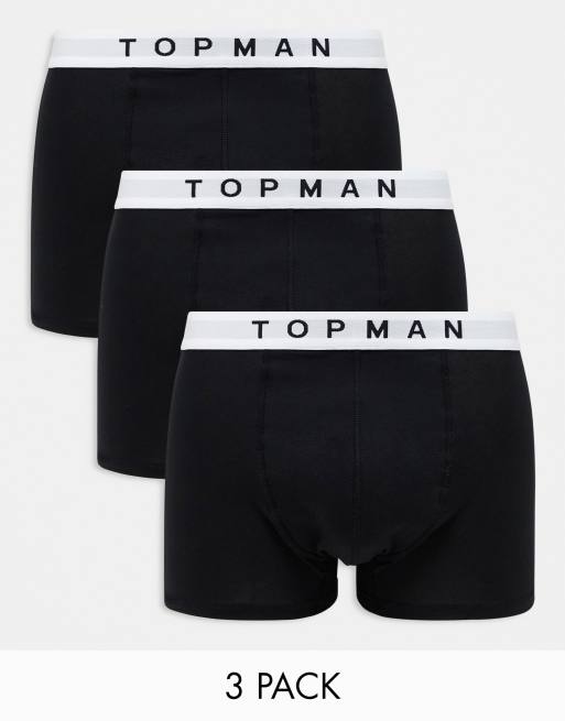 Topman - Pakke med 3 par sorte boksershorts med hvid linning