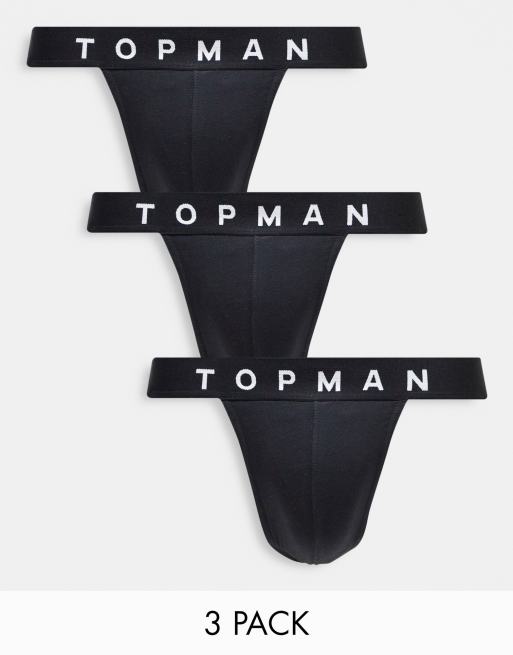Topman - Pakke med 3 par sorte jockstraps med sort taljebånd
