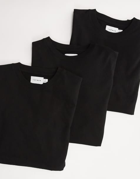 Topman - Pakke med 3 sorte T-shirts i regular fit - view 1