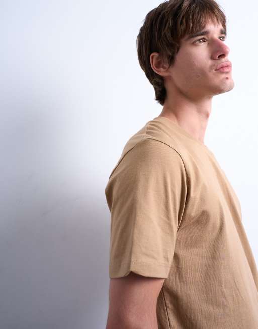Topman - Pakke med 3 T-shirts i mørk beige/bordeaux/marineblå i klassisk pasform, 5 af 5
