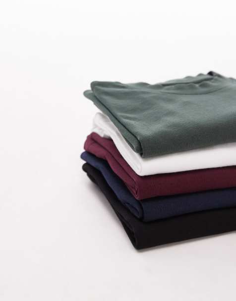 Topman - Pakke med 5 oversized T-shirts i sort/hvid/rød/marineblå/grøn - view 1
