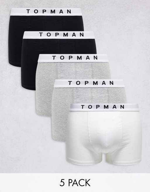 Topman - Pakke med 5 par boksershorts i sort/grå/hvid