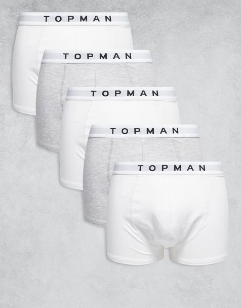 Topman - Pakke med 5 par hvide og gråmelerede boksershorts med linning - view 1