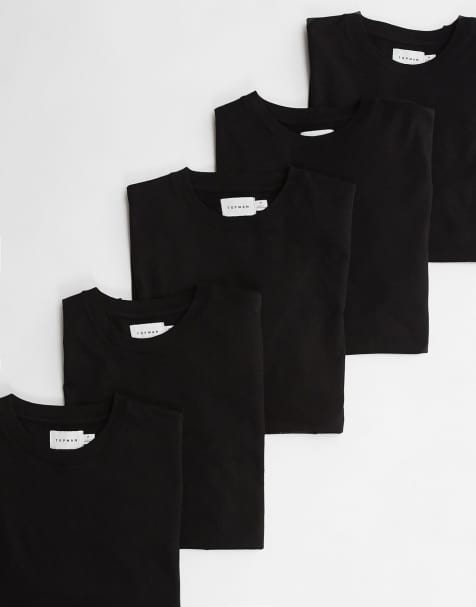 Topman - Pakke med 5 sorte T-shirts i regular fit - view 1