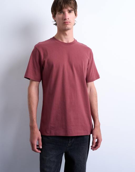 Topman - Pakke med 5 T-shirts i hvid/ecrufarve/kakigrøn/sort/bordeaux i klassisk pasform, 2 af 5