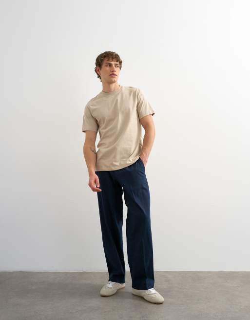 Topman - Pantalon ample en lin mélangé - Bleu marine, 2 de 5