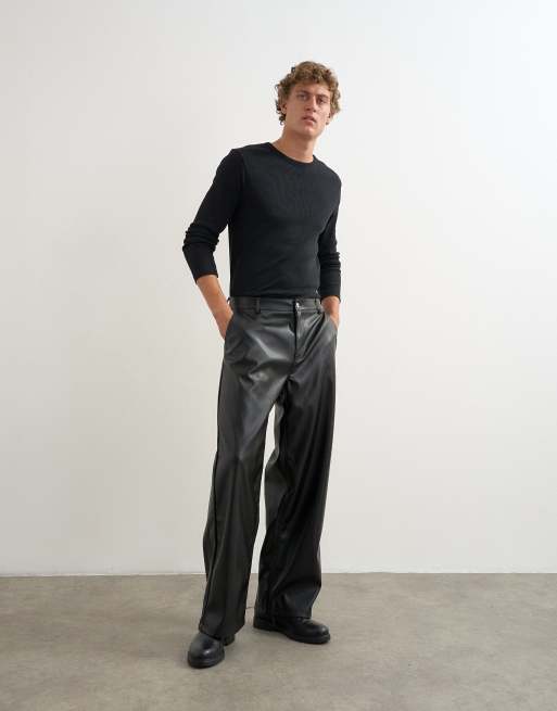 Topman pantalón baggy efecto piel sintética negro, 2 de 5