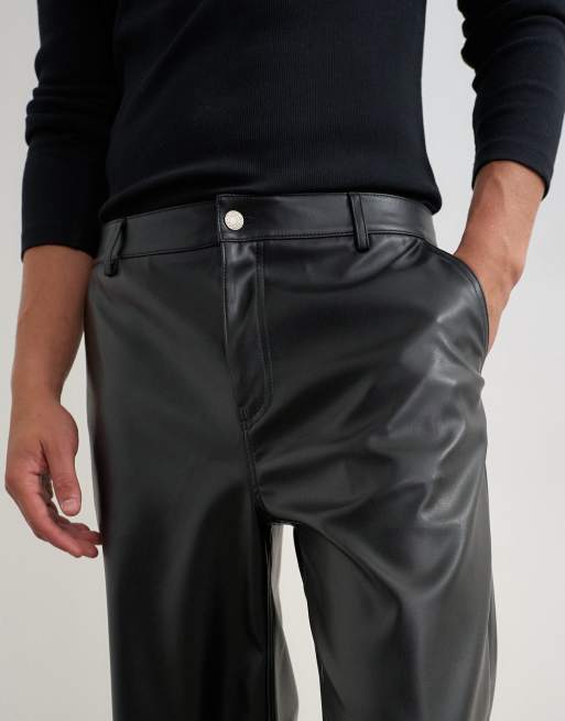 Topman pantalón baggy efecto piel sintética negro, 3 de 5