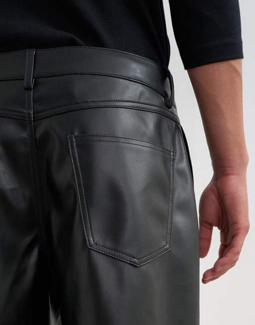 Topman pantalón baggy efecto piel sintética negro, 4 de 5