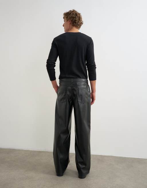 Topman pantalón baggy efecto piel sintética negro, 5 de 5