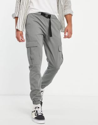 Topman skinny belted cargo trousers in washed khaki - ASOS Price Checker