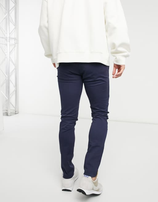 Topman - Pantalon chino ajusté en coton mélangé - Bleu marine - NAVY, 2 de 4