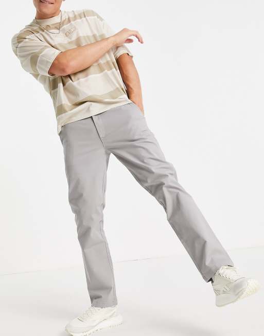 Topman - Pantalon chino droit en coton mélangé - Gris clair