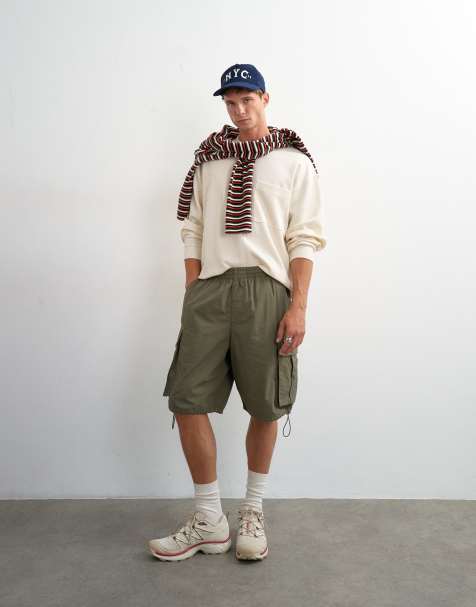 Topman - pantalón corto cargo holgado en caqui - view 1