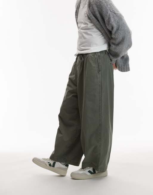 Topman - Pantalon court oversize en sergé - Kaki, 3 de 5