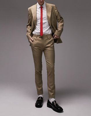 Topman super skinny wedding suit trousers in dark stone - ASOS Price Checker