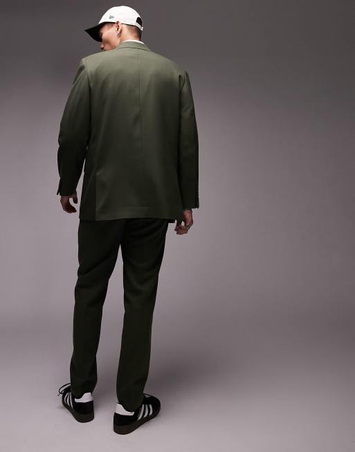 Topman - Pantalon de costume fuselé à pinces et doux au toucher - Kaki, 2 de 4