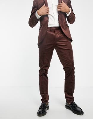Topman cord skinny suit trousers in brown  - ASOS Price Checker
