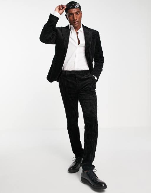 Topman - Pantalon de costume skinny en velours côtelé - Noir, 4 de 4