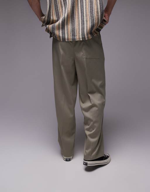 Topman - Pantalon de jogging baggy avec taille élastique à détail noué - Kaki, 4 de 5
