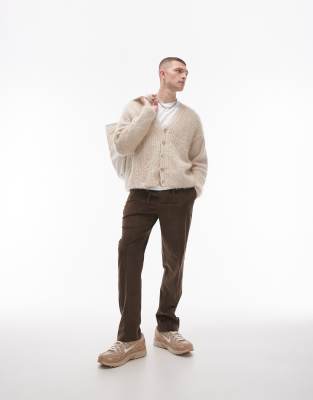 Topman - Pantalon de jogging droit en velours côtelé - Marron