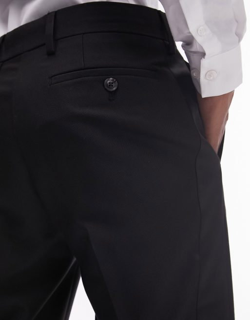 Topman - Pantalon de smoking slim avec bandes latérales satinées ton sur ton - Noir, 5 de 5