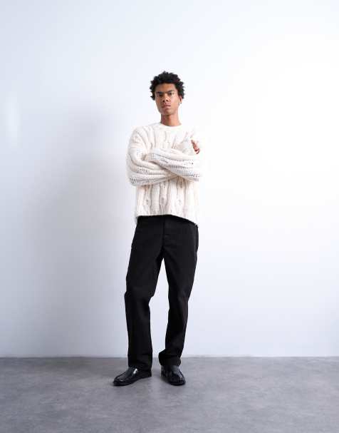 Topman - Pantalon droit en toile - Noir - view 1