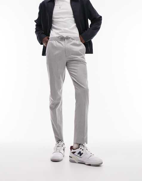 Topman - Pantalon élégant coupe ajustée à taille élastique - Gris clair - view 1