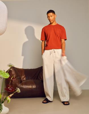 Topman - Pantalon en sergé à enfiler - Écru à enfiler-Neutre