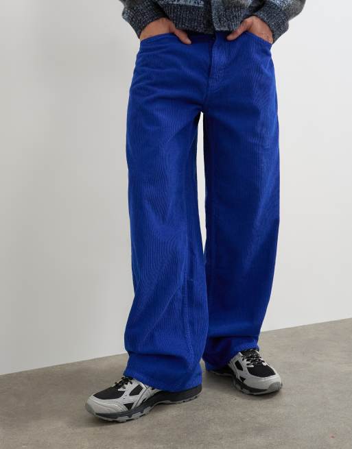 Topman pantalon en velours côtelé coupe ample bleu cobalt, 2 de 5