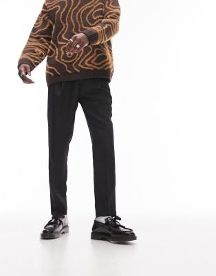 Topman - Pantalon fuselé en sergé structuré - Noir