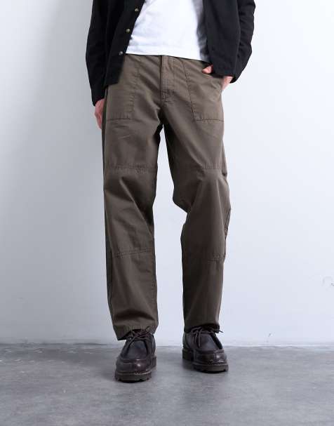 Topman - Pantalon fuselé en tissu ripstop avec coutures apparentes - Kaki - view 1