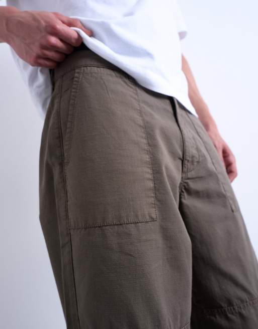 Topman - Pantalon fuselé en tissu ripstop avec coutures apparentes - Kaki, 5 de 5