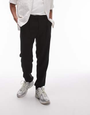 Topman - Pantalon habillé texturé coupe fuselée - Noir