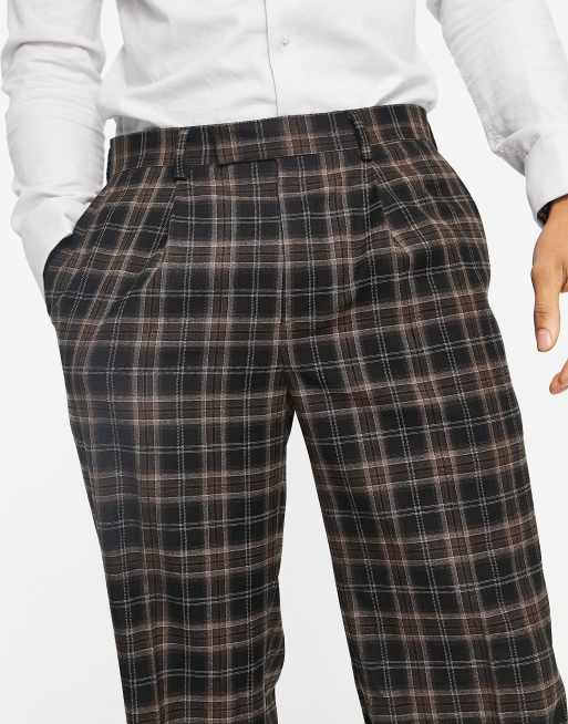Topman - Pantalon large à carreaux - Marron , 2 de 4