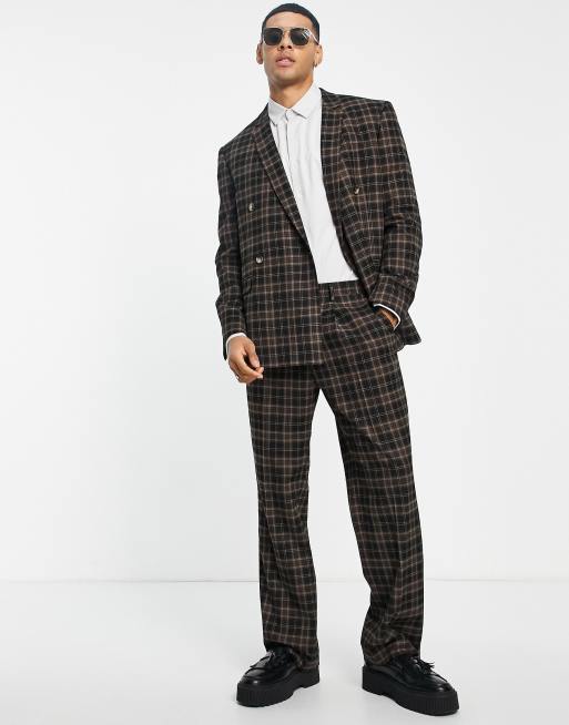 Topman - Pantalon large à carreaux - Marron , 4 de 4