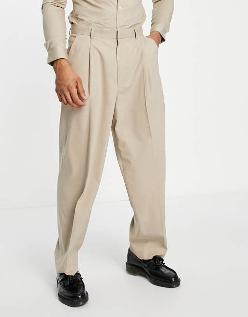 Pantalon large à pinces Femme - Beige