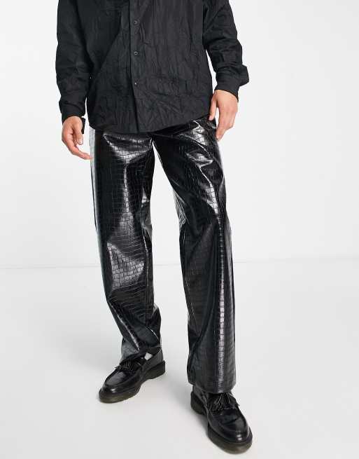 Pantalon simili best sale cuir effet croco