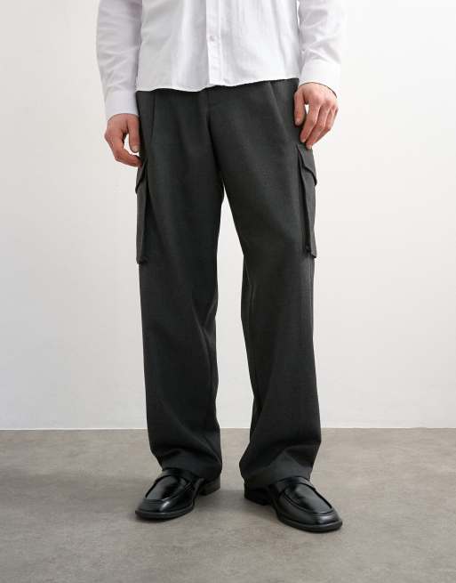 Topman - Pantalon large habillé avec ceinture et poches latérales - Anthracite, 2 de 5