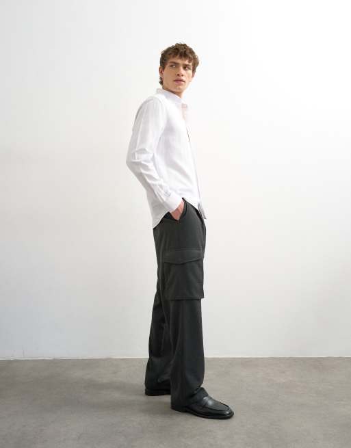 Topman - Pantalon large habillé avec ceinture et poches latérales - Anthracite, 4 de 5