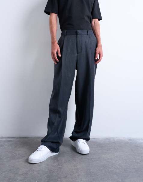Pantalon Habillé Homme Malo Gris Rayé - Laine, Soie, Lin, Taille US 34 (IT 50), Neuf Sans étiquette