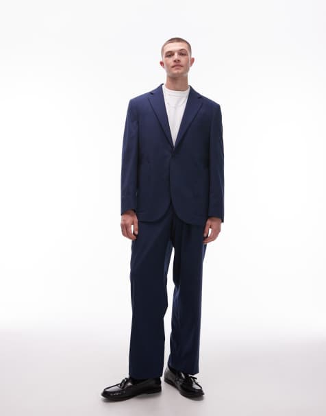Topman - Pantalon met wijde pijpen in blauw - view 1