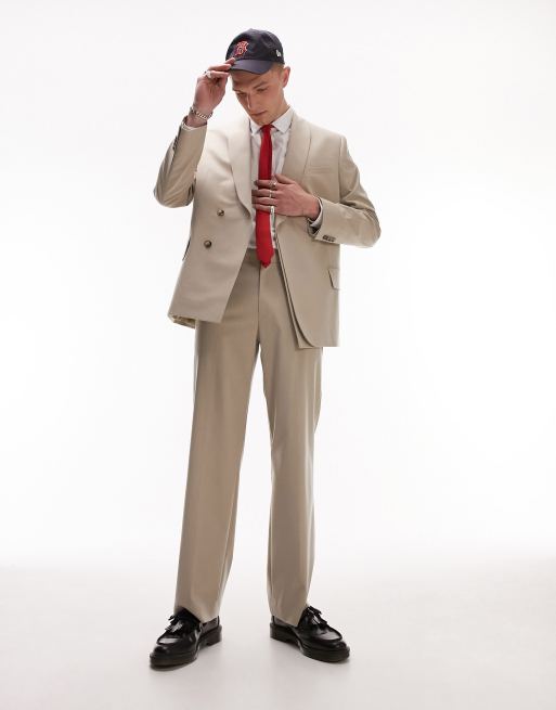 Topman - Pantalon met wijde pijpen in stone